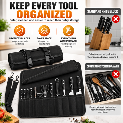 🔪Chef Knife Bag With 24 Slots Cutlery Knives Holders Protectors