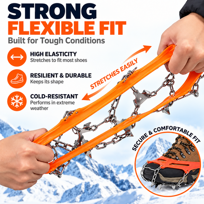 8-Tooth Ice Cleats for Hiking Boots, Winter Traction Crampons with Stainless Steel Chains