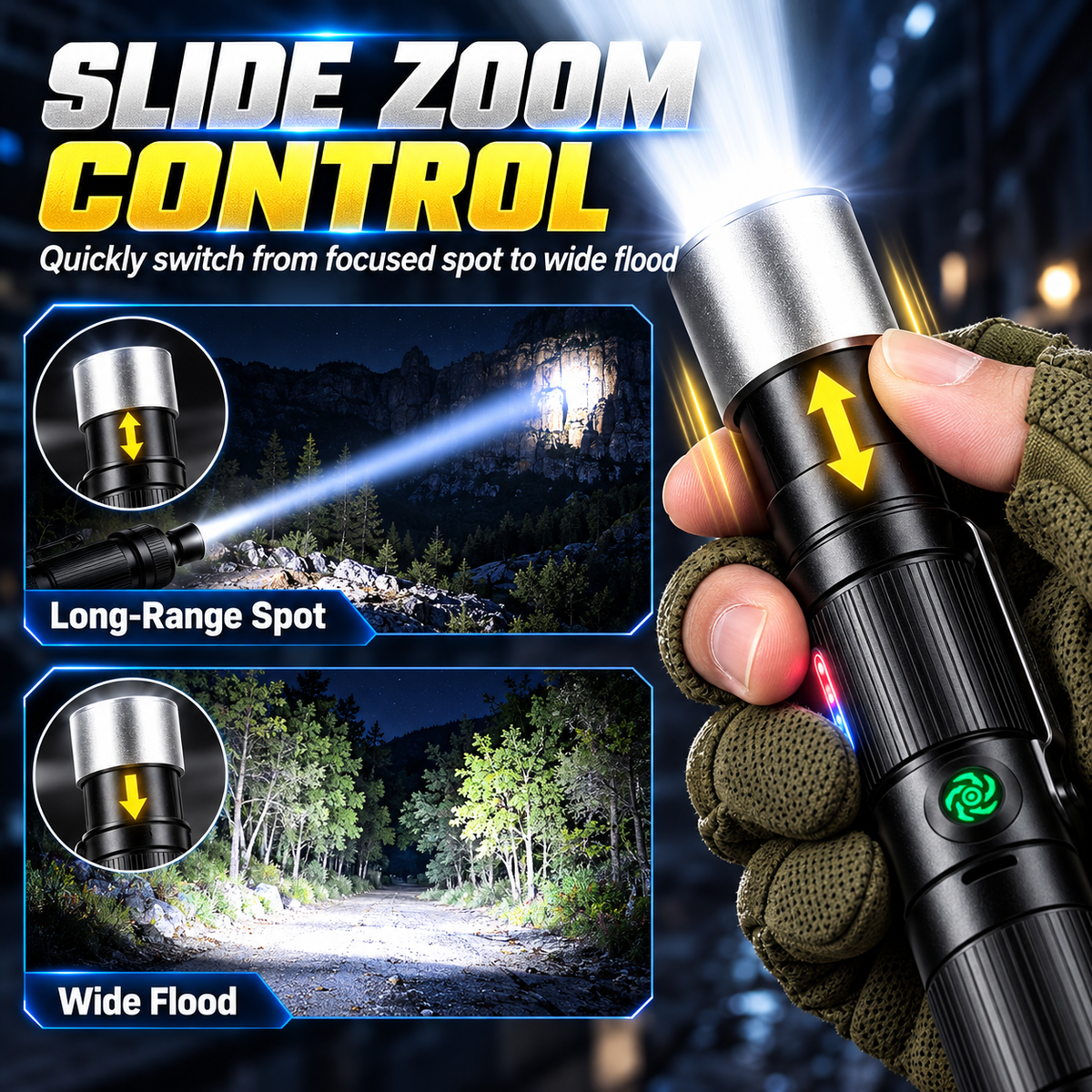 Multi‑Functional Portable Self Defense Flashlight – Rechargeable Electric Deterrent Device with High-Intensity LED & Built-In Alarm