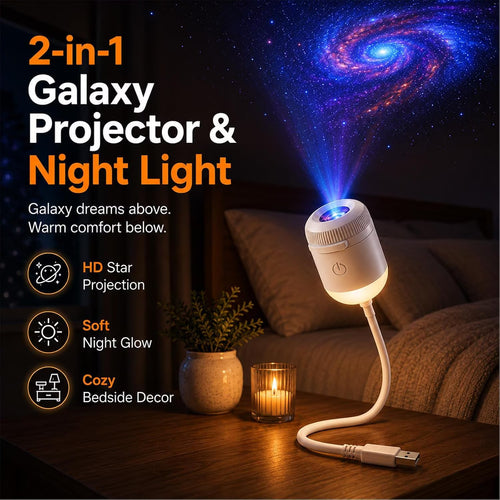 💡🌃2-in-1 Galaxy Star Projector USB Night Light for Indoor Decor 2026