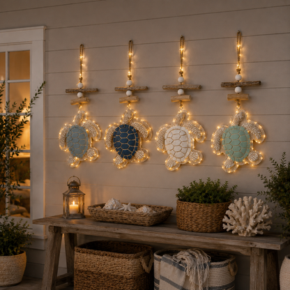 Glowing Coastal Sea Turtle Wall Art