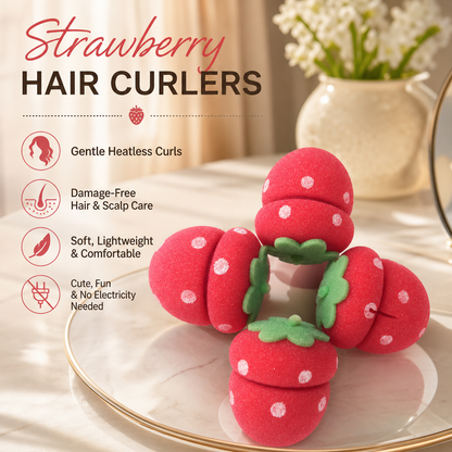 Strawberry Sponge Hair Curlers – Soft Heatless Curling Balls