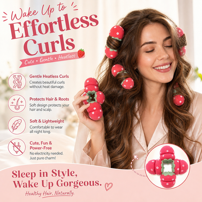 Strawberry Sponge Hair Curlers – Soft Heatless Curling Balls
