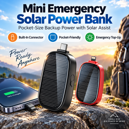 Mini Solar Keychain Power Bank - Portable Emergency Phone Charger