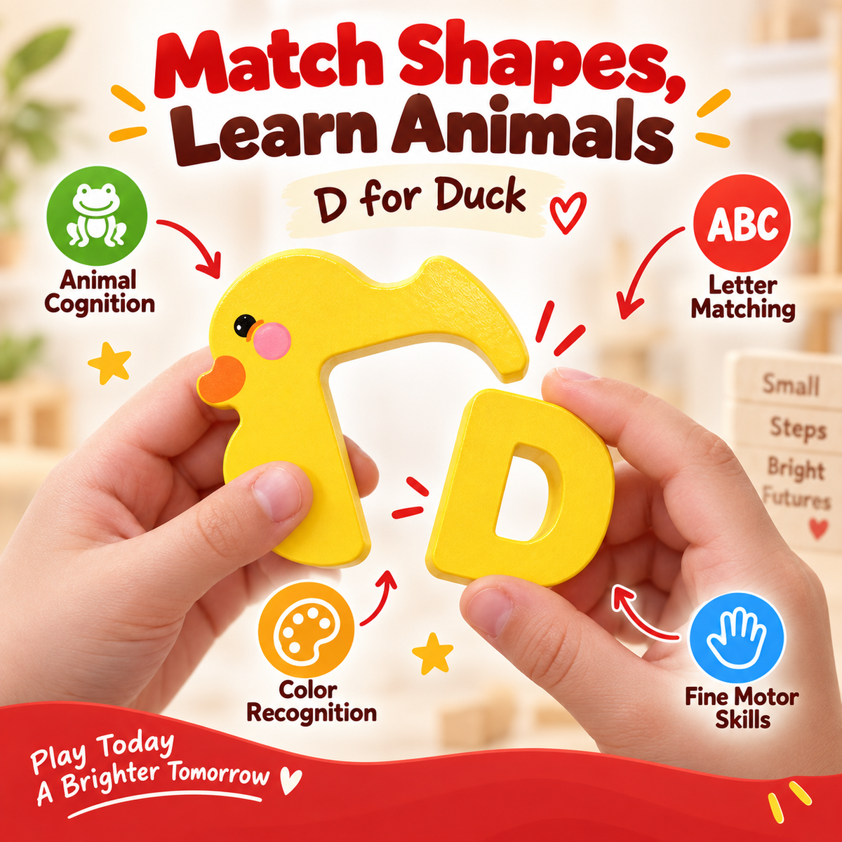 🔤 26-Piece Wooden Letter & Animal Matching Toy