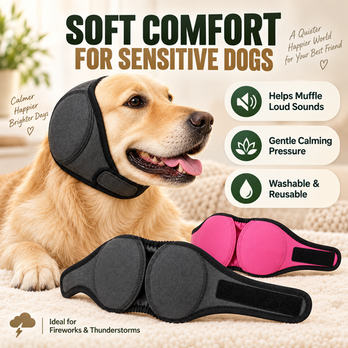 Noise Cancelling Dog Ear Wrap – Calming Ear Cover for Fireworks & Thunderstorms