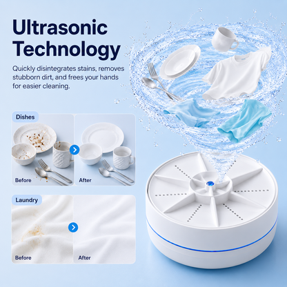 Portable Ultrasonic Washer for Dishes & Laundry