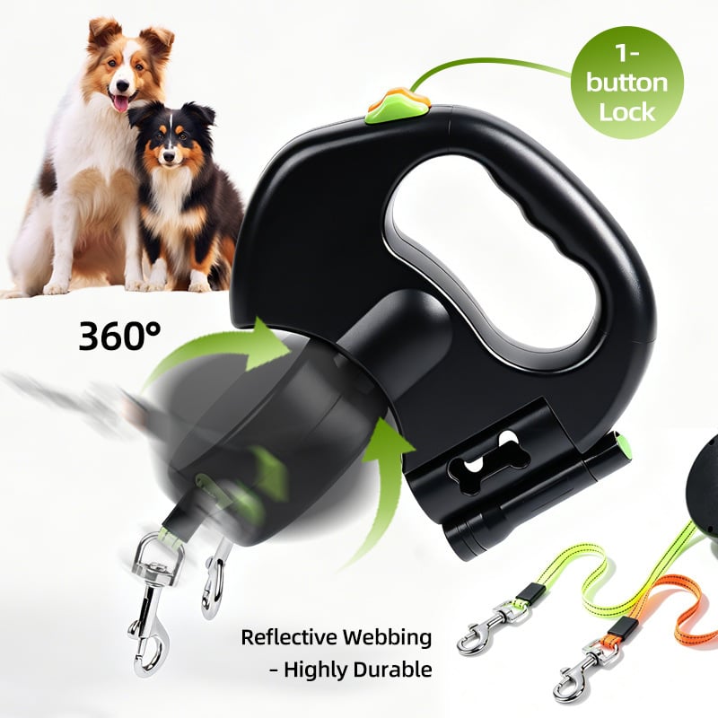 360° Anti-Tangle Dual Dog Retractable Leash