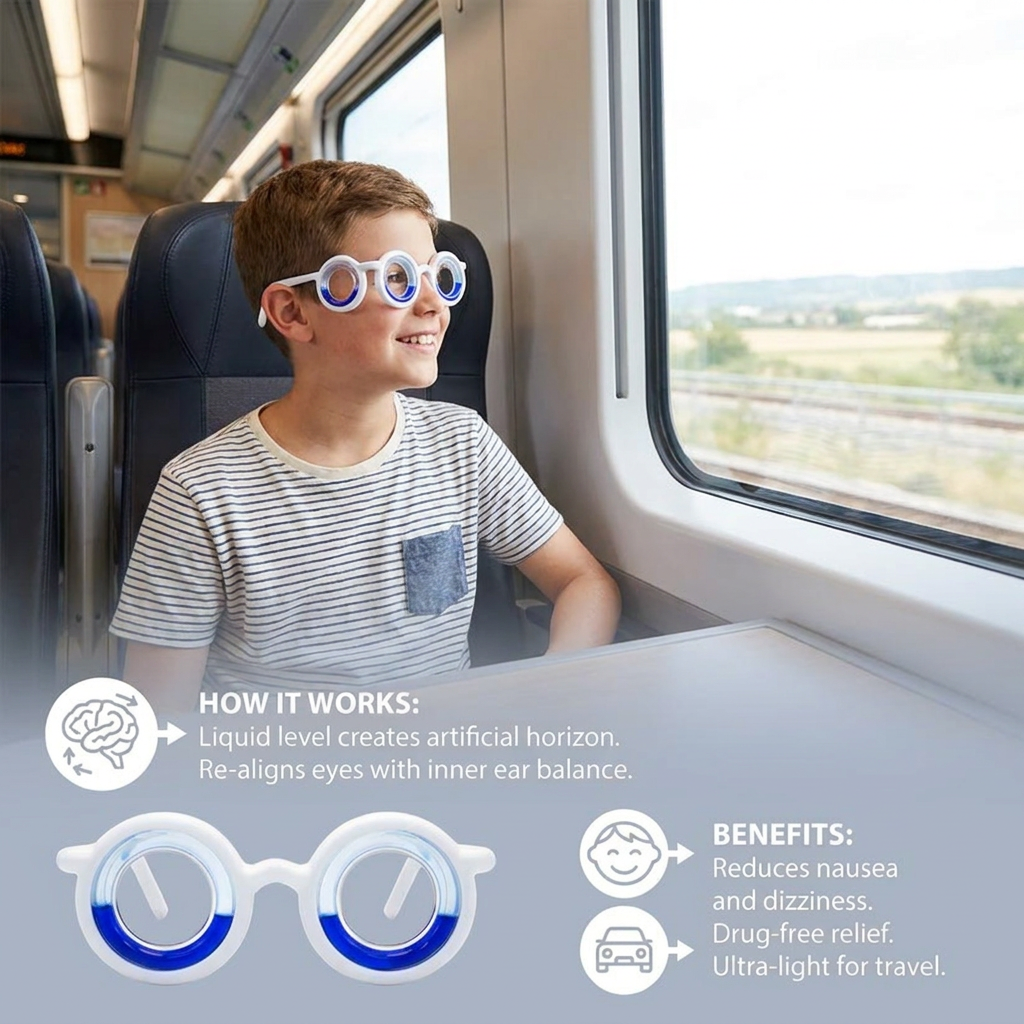 Anti-Motion Sickness Glasses – Ultra-Light Relief for Travel Nausea