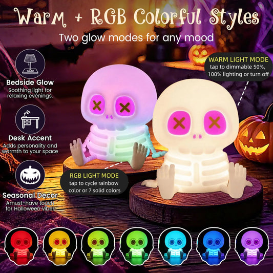 💡 Portable Cordless Skeleton Night Light | Long Battery Life Cute Decorative Lamp for Home Party Gift 💀