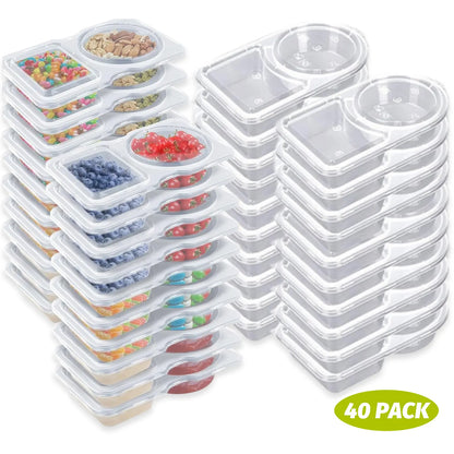 Reusable Snack Containers 2 Compartment with Lids