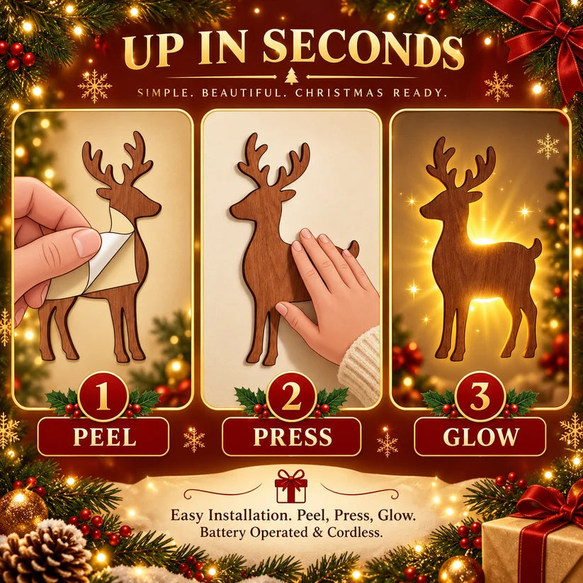 🎄 LED Reindeer Wall Decorations - ✨Festive Christmas Lighting