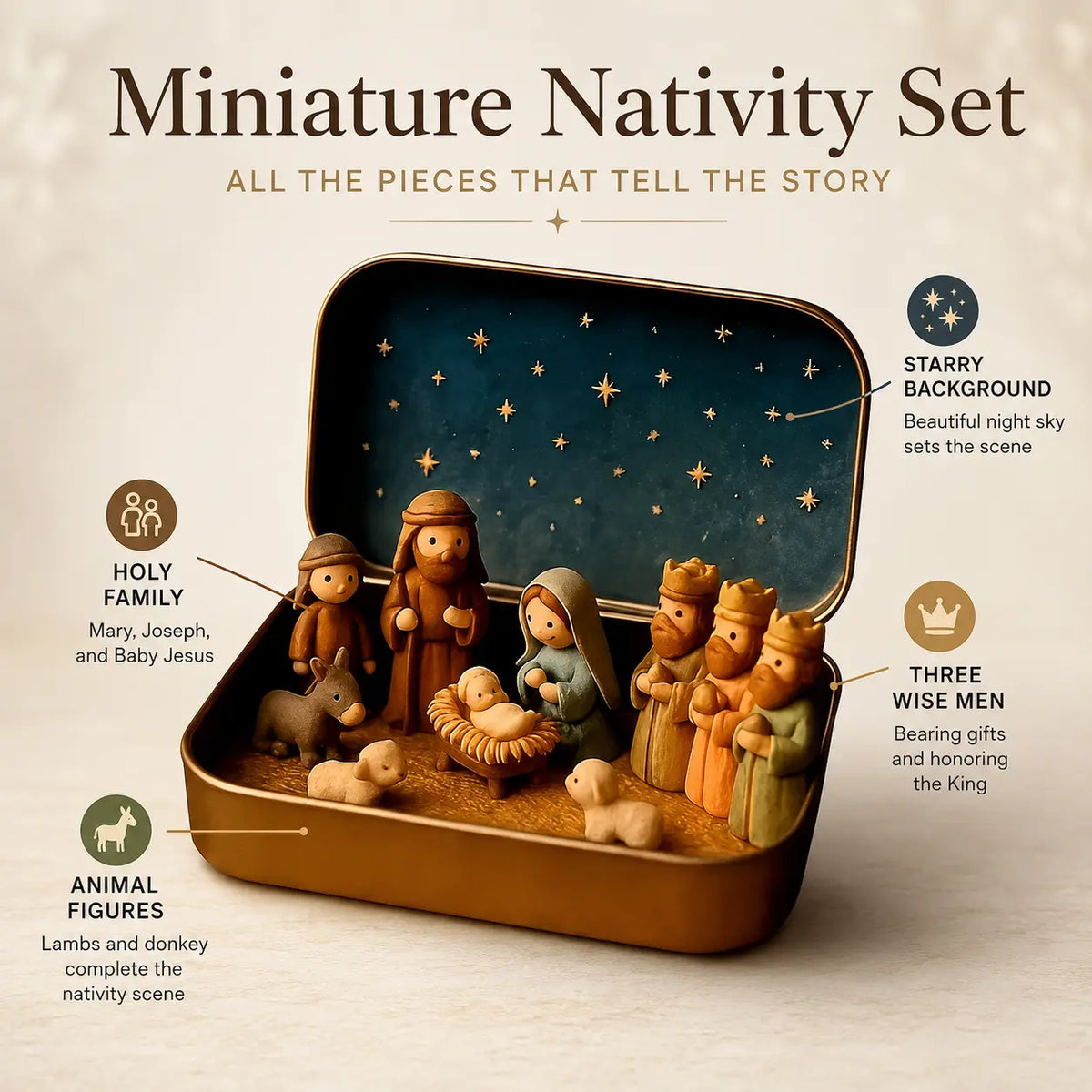 Home Supplies Pocket Mini Nativity Set, Plastic, Portable