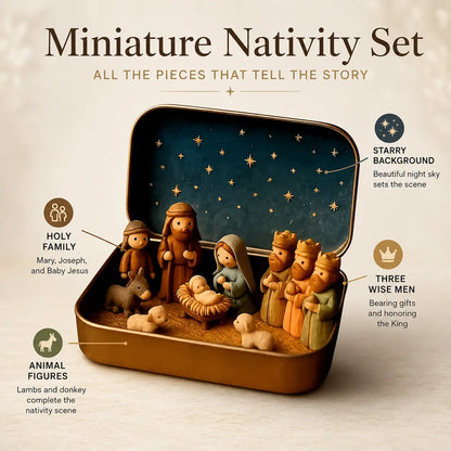 Pocket-Size Mini Nativity Scene with Storage Box