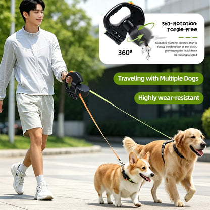 360° Anti-Tangle Dual Dog Retractable Leash