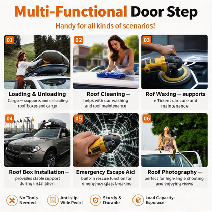 ⭐Universal Car Roof Rack Step🚗Foldable Roof Rack Door Lock, Easy to Get in and Out of Car