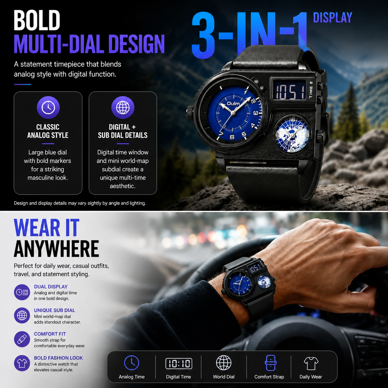 DESIGNED FOR GLOBAL THINKERS-Multi-Time Zone Watch