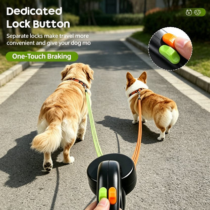 360° Anti-Tangle Dual Dog Retractable Leash