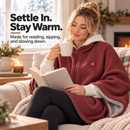 Wearable Heated Blanket & Shawl – 8-Zone USB Heating, 3 Heat Levels, Hands-Free Design with Soft Fleece Lining