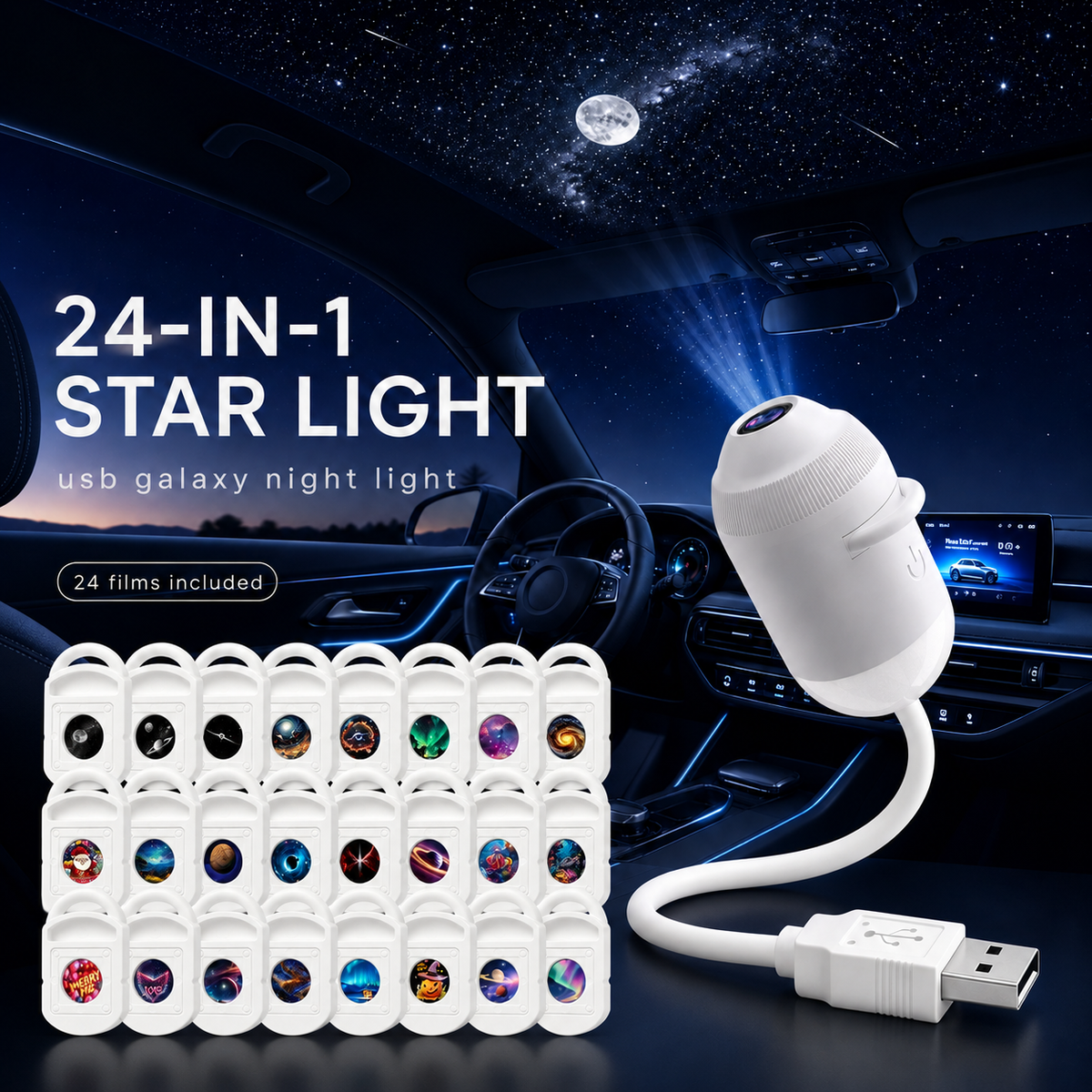 💡🌃2-in-1 Galaxy Star Projector USB Night Light for Indoor Decor 2026