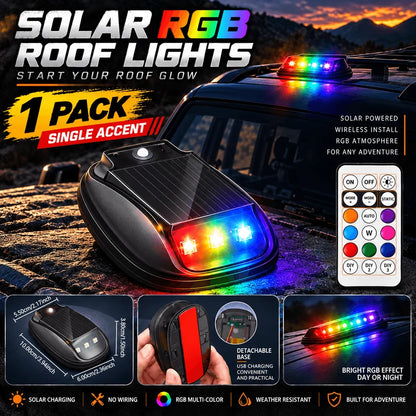 🌈 Solar RGB Car Roof Strobe Lights –🚗 5-Pack Wireless No-Drill Cab Light Set