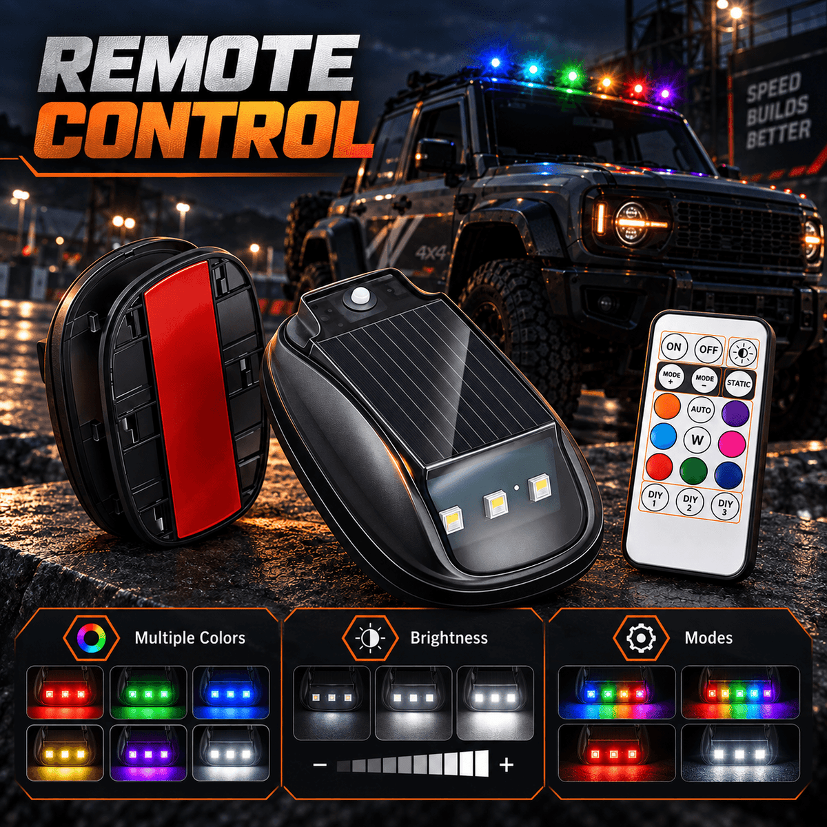 🔆Solar RGB Roof Lights 🌙with Wireless Remote, Waterproof Design & Easy Install