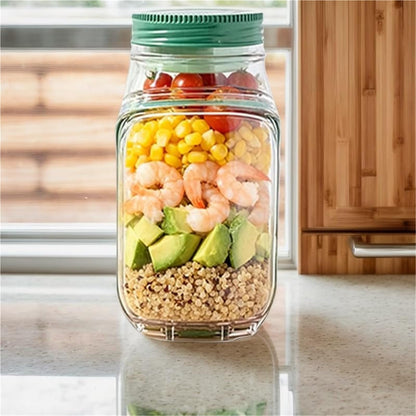 Salad Pod – Leakproof Mason Jar Style Salad Container with Side Hatch Bowl Design