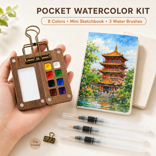Walnut Wood Mini Watercolor Palette Kit
