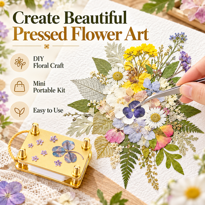 Mini Flower Press Kit with 20 Reusable Papers & Wrench for DIY Crafts