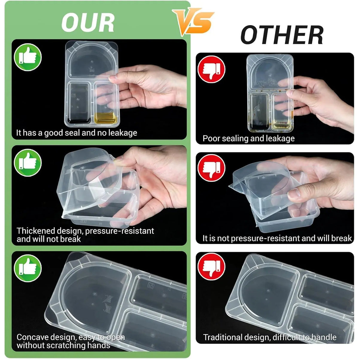 Reusable Snack Containers 2 Compartment with Lids