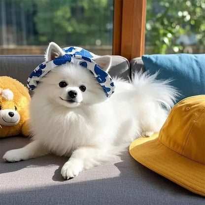 Adjustable Dog Hat Cute Print Cap for Puppies and Small Breeds