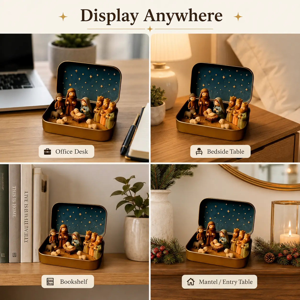 Home Supplies Pocket Mini Nativity Set, Plastic, Portable