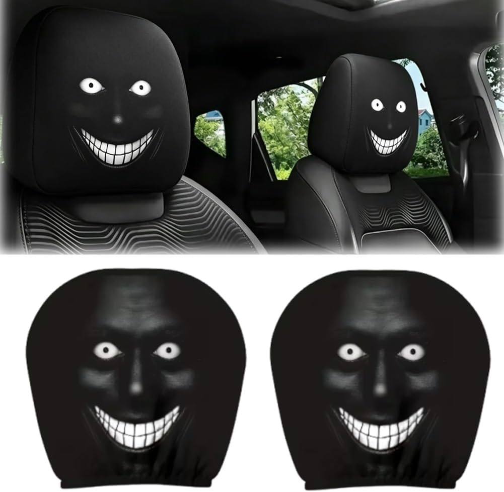“Scary Face” Headrest Cover, Spooky-Style Stretchable Headrest Protector