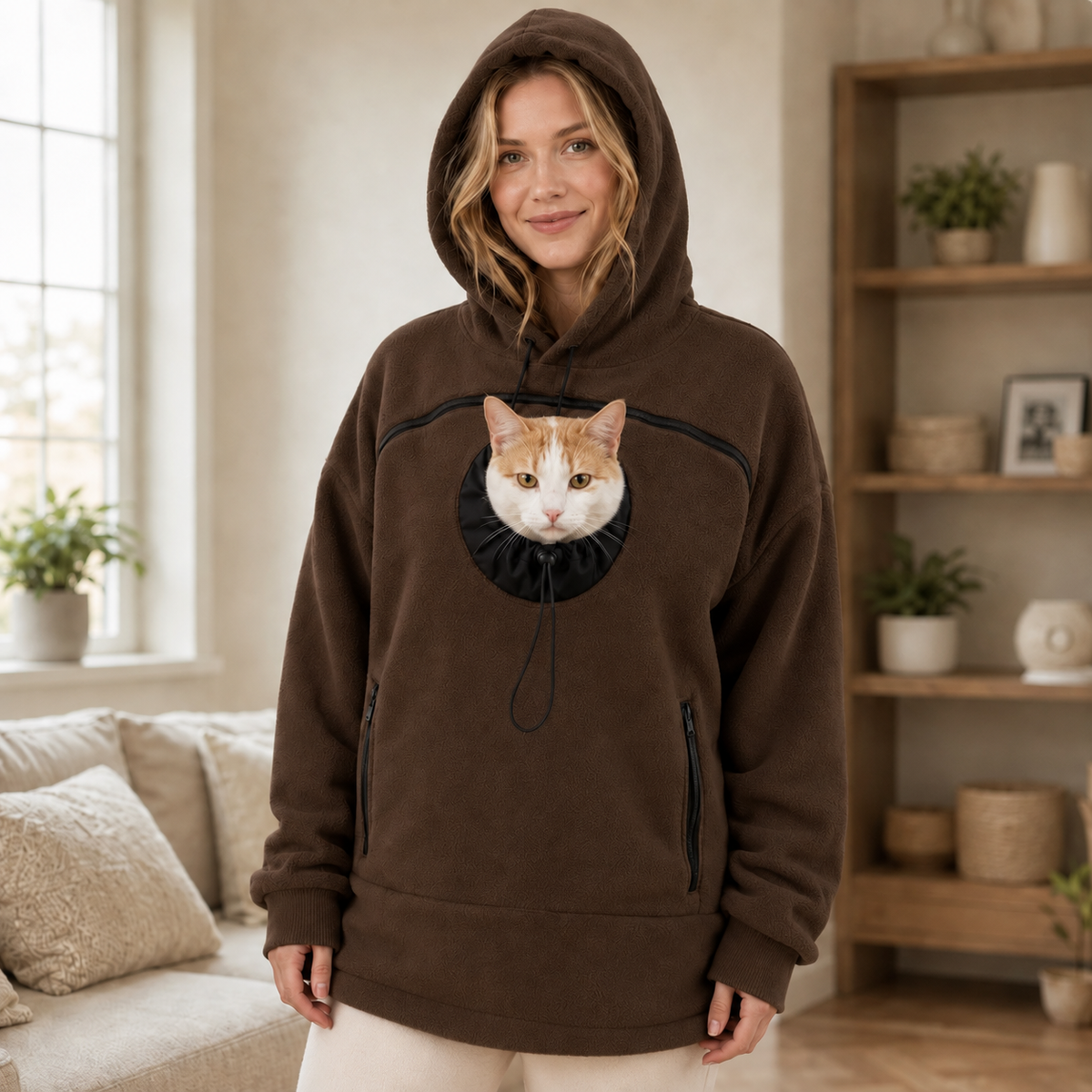 Paws in Awe Hands-Free Pet Carrier Hoodie – Cozy Front Pouch for Cats & Small Dogs at Home & Everyday Outings