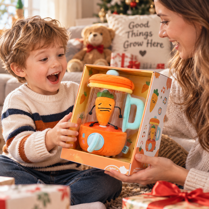 Cute Carrot Blender Plush – Zipper Storage Bag & Keychain