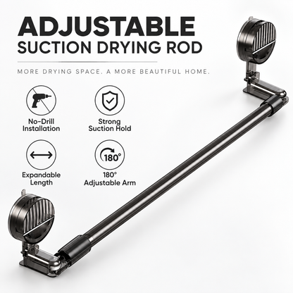 Adjustable Suction Cup Shower Curtain Rod, Drill, Non-Slip Tension Rod for Glass Doors, Easy Install Towel Rack & Holder Transparent Gray Black
