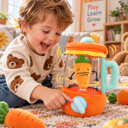 Cute Carrot Blender Plush – Zipper Storage Bag & Keychain