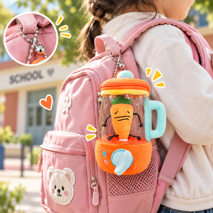 Cute Carrot Blender Plush – Zipper Storage Bag & Keychain