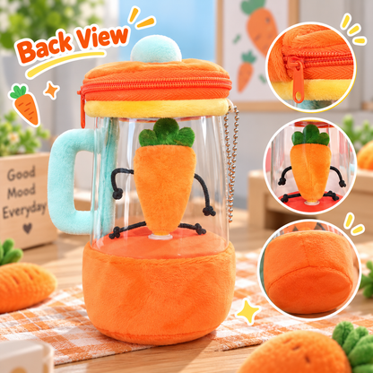 Cute Carrot Blender Plush – Zipper Storage Bag & Keychain