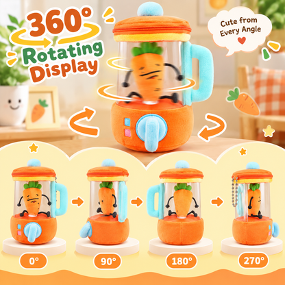 Cute Carrot Blender Plush – Zipper Storage Bag & Keychain