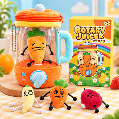 Cute Carrot Blender Plush – Zipper Storage Bag & Keychain