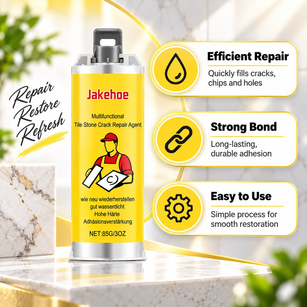 🔧Quick-Drying Tile Repair Glue - Complete Tool Kit for DIY – Fix Cracks Permanently in Minutes!✨