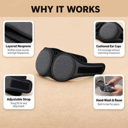 Noise Cancelling Dog Ear Wrap – Calming Ear Cover for Fireworks & Thunderstorms