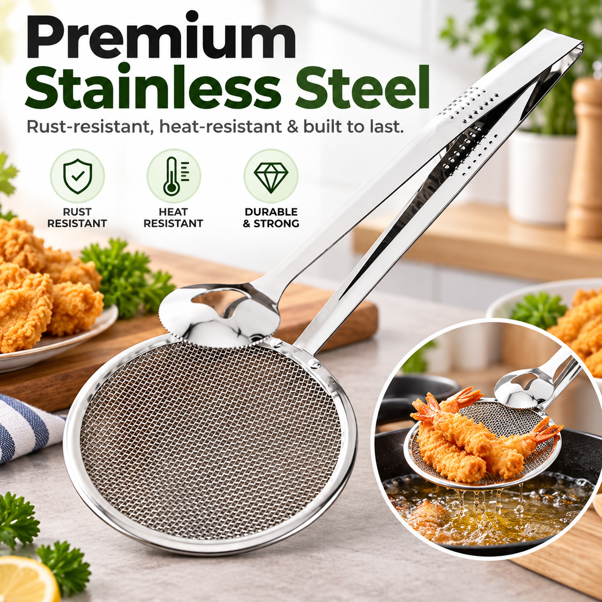 🍳2-in-1 Stainless Steel Oil Filter Clip-Suitable for fried foods
