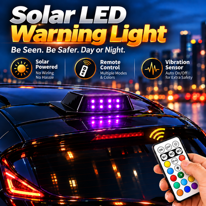 Solar LED Roof Warning Light for Cars with Remote Control