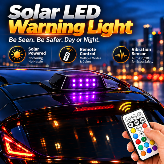 Solar LED Roof Warning Light for Cars with Remote Control