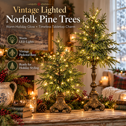 🎄Vintage Lighted Norfolk Pine Trees