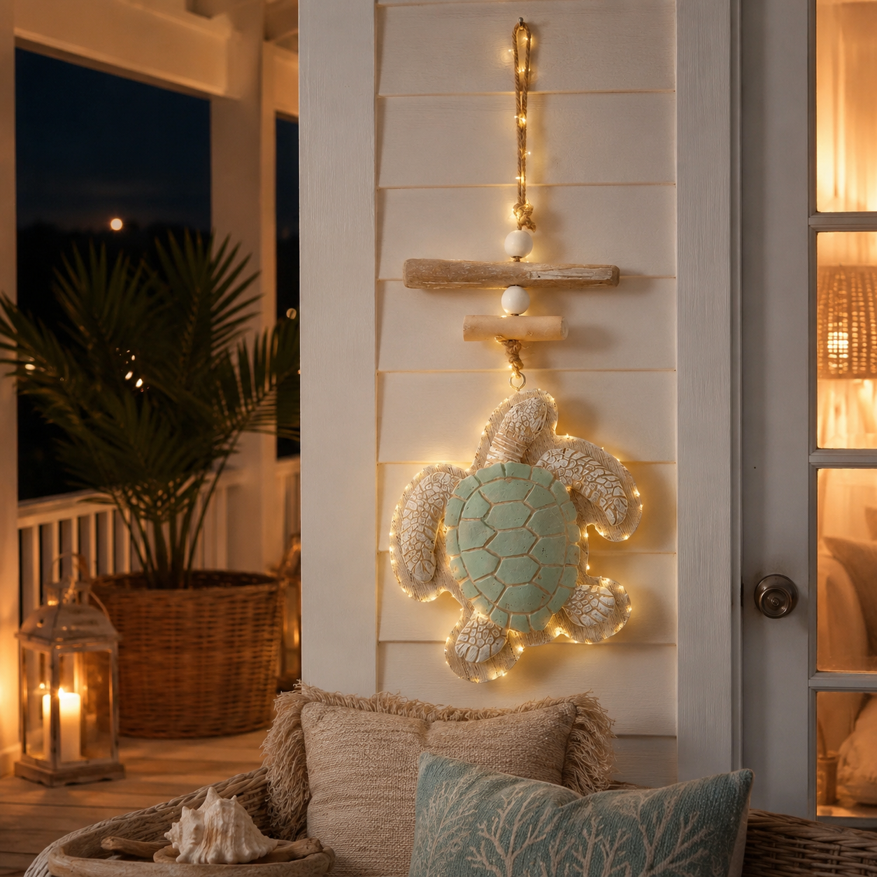 Glowing Coastal Sea Turtle Wall Art