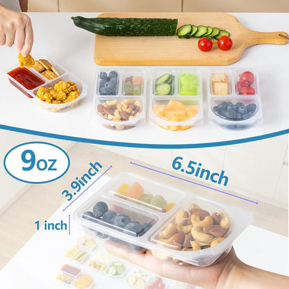 Reusable Snack Containers 2 Compartment with Lids