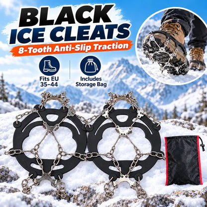 8-Tooth Ice Cleats for Hiking Boots, Winter Traction Crampons with Stainless Steel Chains